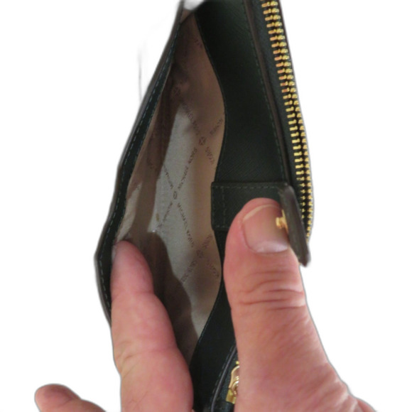 Michael Kors Green Folded Double Zip Wristlet Wallet - Picture 8 of 11